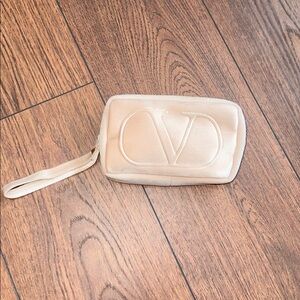 VALENTINO Small Petite Velvet Wrislet Pouch in Nude